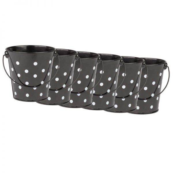 Teacher Created Resources Black Polka Dots Bucket, Pack of 6