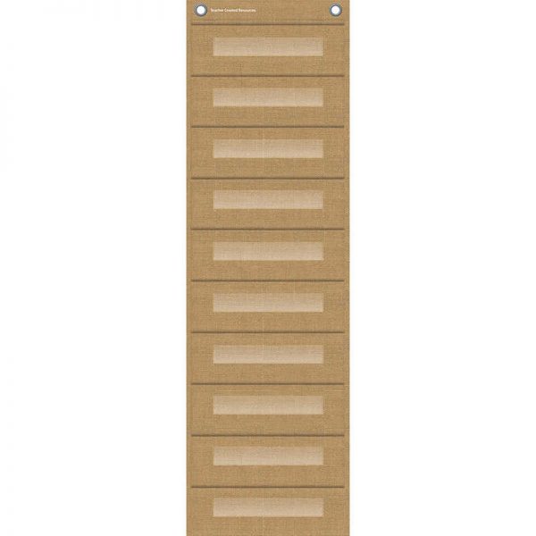Teacher Created Resources File Storage Pocket Chart, 10 Pockets, Burlap, 14" x 58"