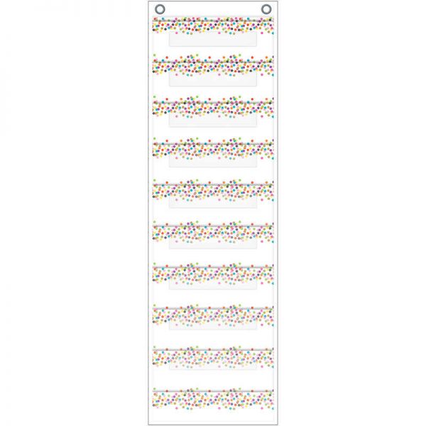 Teacher Created Resources File Storage Pocket Chart, 10 Pockets, Confetti, 14" x 58"