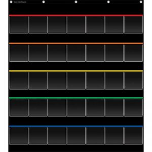 Teacher Created Resources Black Storage Pocket Chart, 35 Pockets, 32.5" x 63.5"