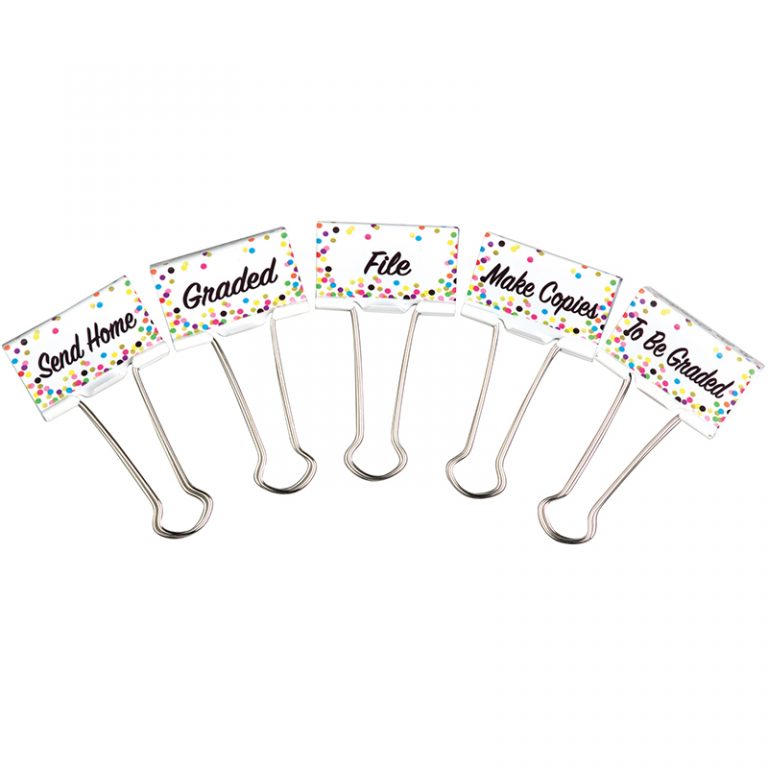 Teacher Created Resources Confetti Binder Clips, Large Management