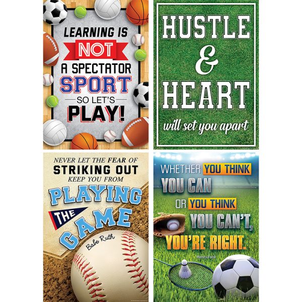 Teacher Created Resources Sports Quotes Posters, 13-3/8" x 19", Set of 4