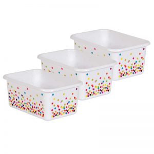 Teacher Created Resources Confetti Small Plastic Storage Bin, Pack of 3