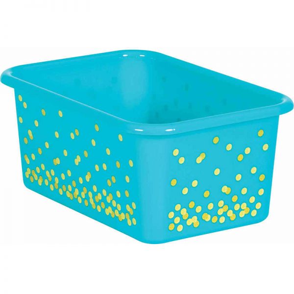 Teacher Created Resources Teal Confetti Small Plastic Storage Bin