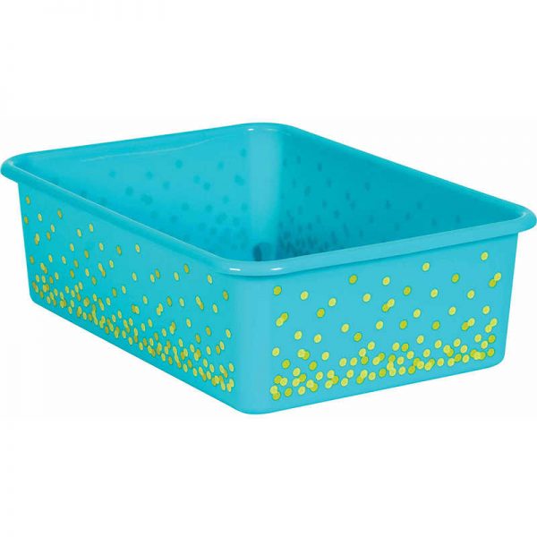 Teacher Created Resources Teal Confetti Large Plastic Storage Bin
