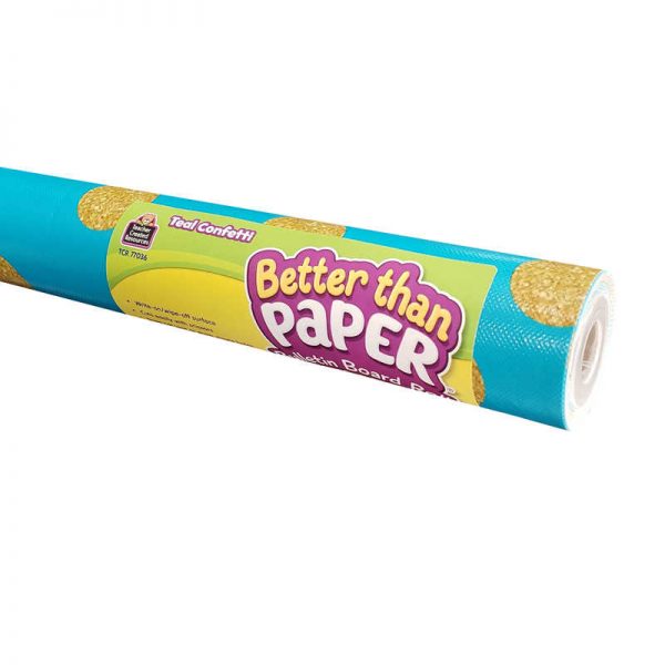 Teacher Created Resources Better Than Paper® Bulletin Board Roll, 4' x 12', Teal Confetti, Pack of 4