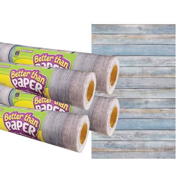 Teacher Created Resources Beachwood Better Than Paper Bulletin Board Roll, 4' x 12', Pack of 4