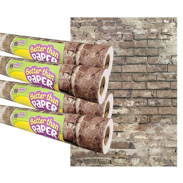 Teacher Created Resources Brick and Plaster Better Than Paper Bulletin Board Roll, 4' x 12', Pack of 4