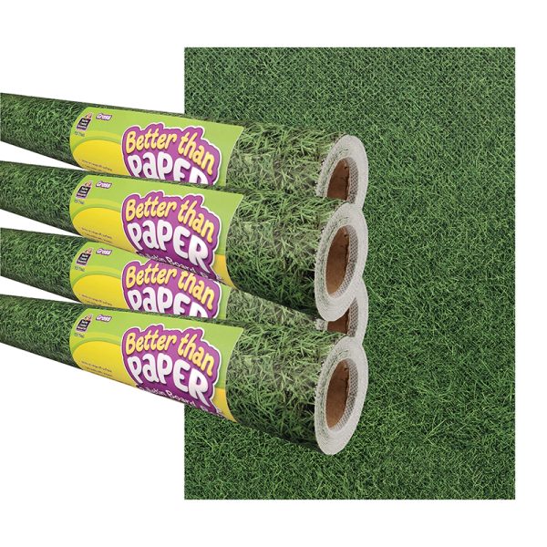 Teacher Created Resources Grass Better Than Paper Bulletin Board Roll, 4' x 12', Pack of 4