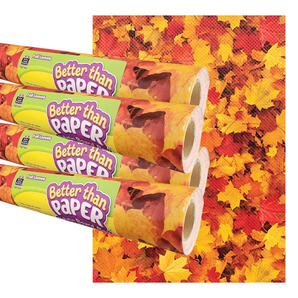 Teacher Created Resources Fall Leaves Better Than Paper Bulletin Board Roll, 4' x 12', Pack of 4