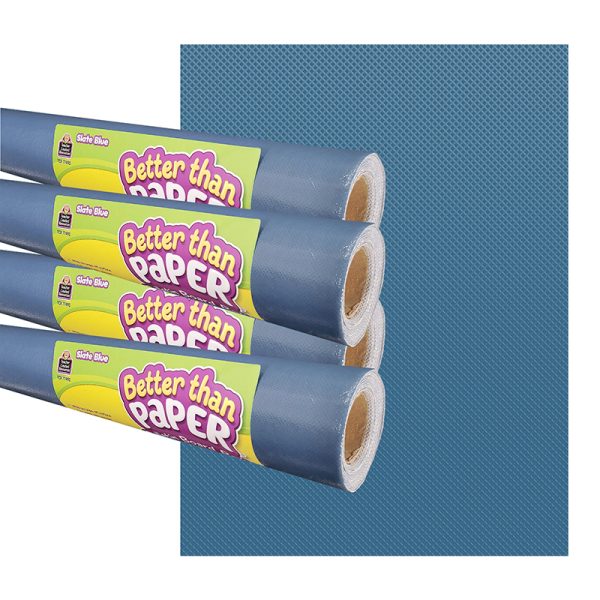 Teacher Created Resources Slate Blue Better Than Paper Bulletin Board Roll, 4' x 12', Pack of 4
