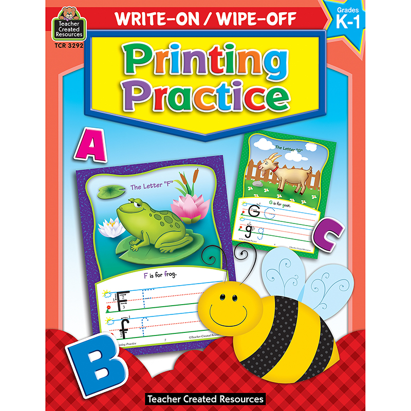 Teacher Created Resources Printing Practice Write-On Wipe-Off Book, Grade K-1