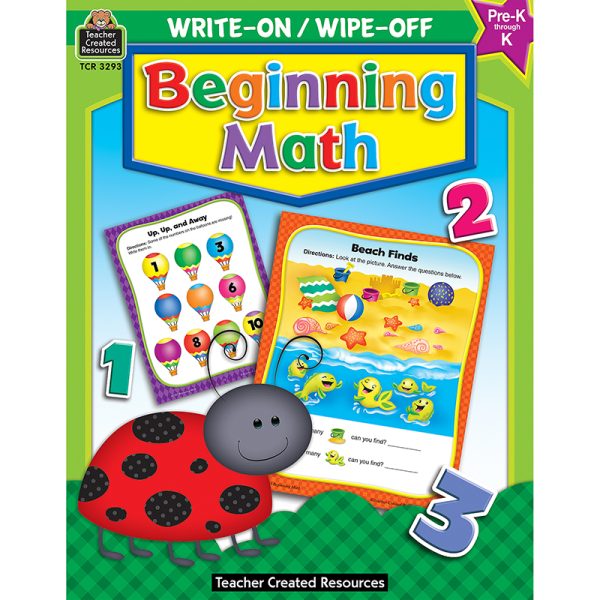Teacher Created Resources Beginning Math Write-On Wipe-Off Book, Grade PK-K