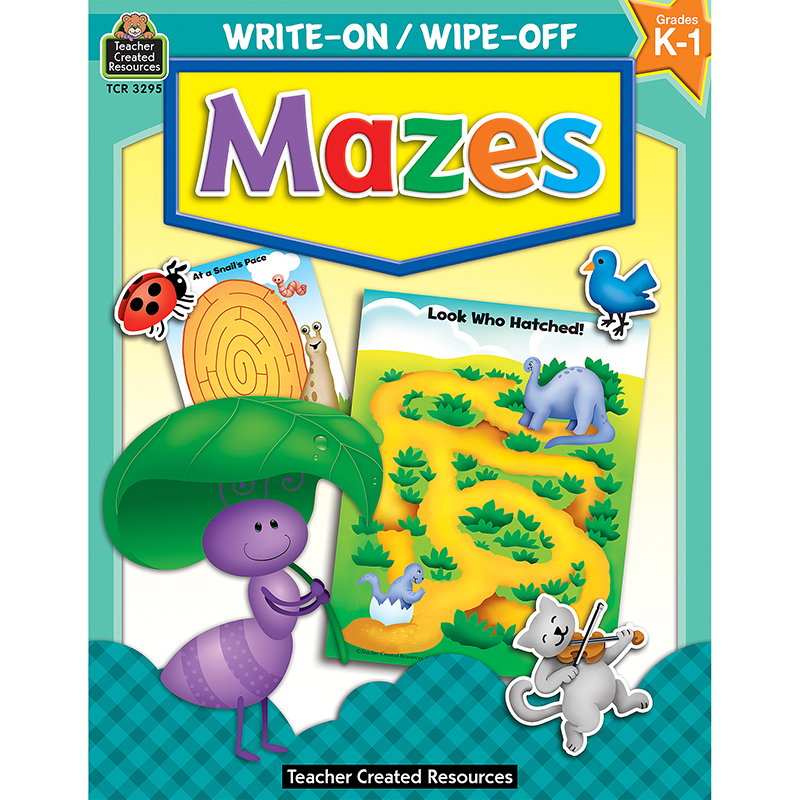 Teacher Created Resources Mazes Write-On Wipe-Off Book, Grade K-1