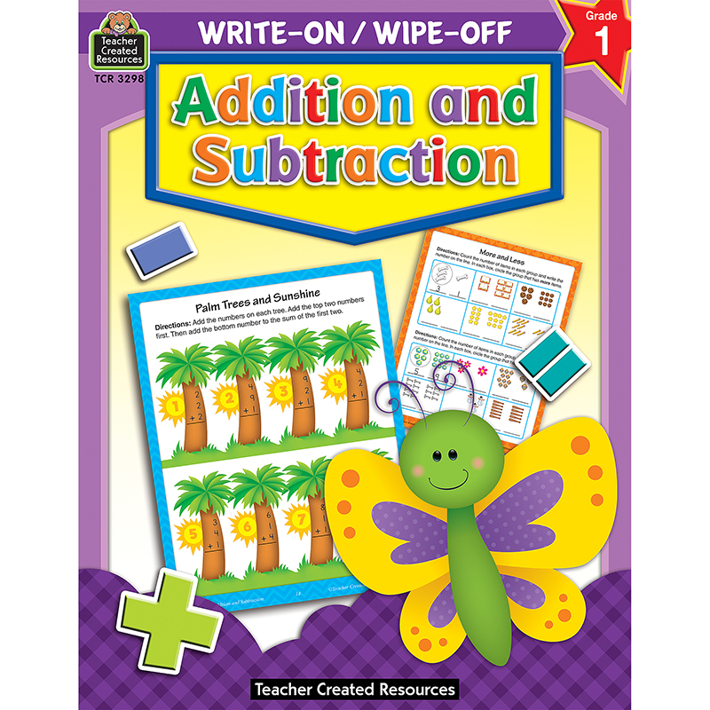 Teacher Created Resources Addition and Subtraction Write-On Wipe-Off Book, Grade 1