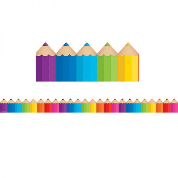 Teacher Created Resources Colored Pencils Die-Cut Border Trim, 35 Feet