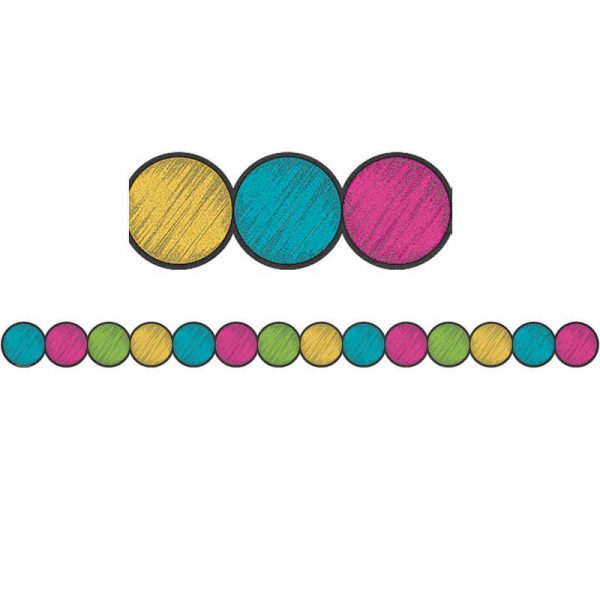 Teacher Created Resources Chalkboard Brights Circles Die-Cut Border Trim, 35 Feet