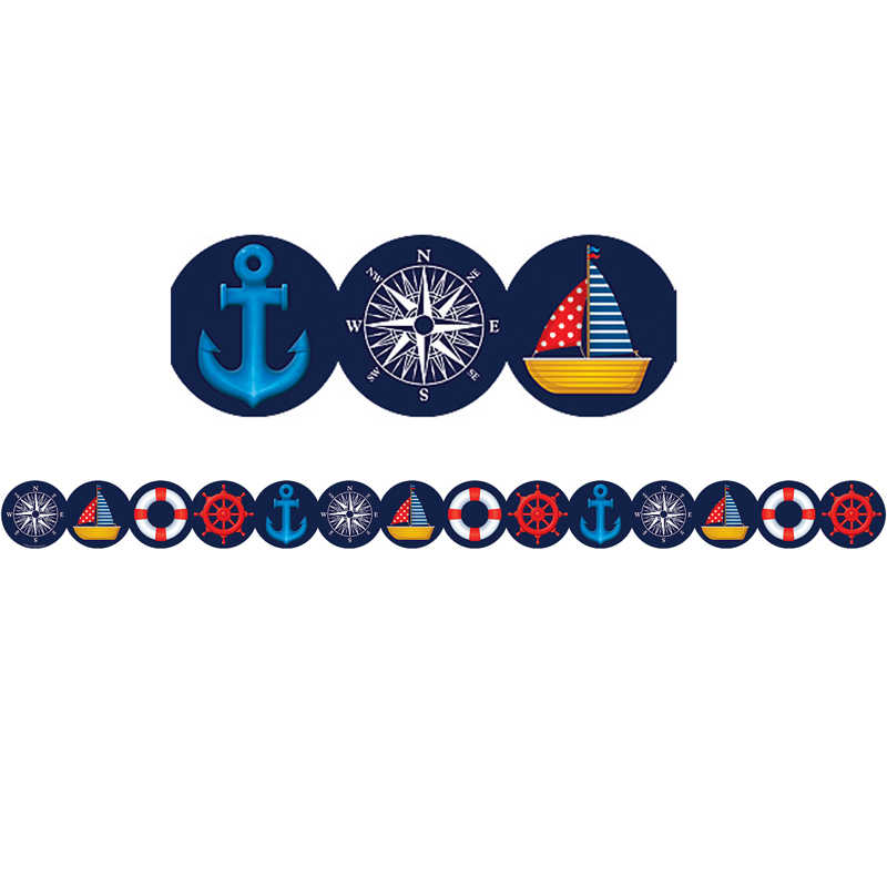 Teacher Created Resources Nautical Die-Cut Border Trim, 35 Feet Per Pack, 6 Packs