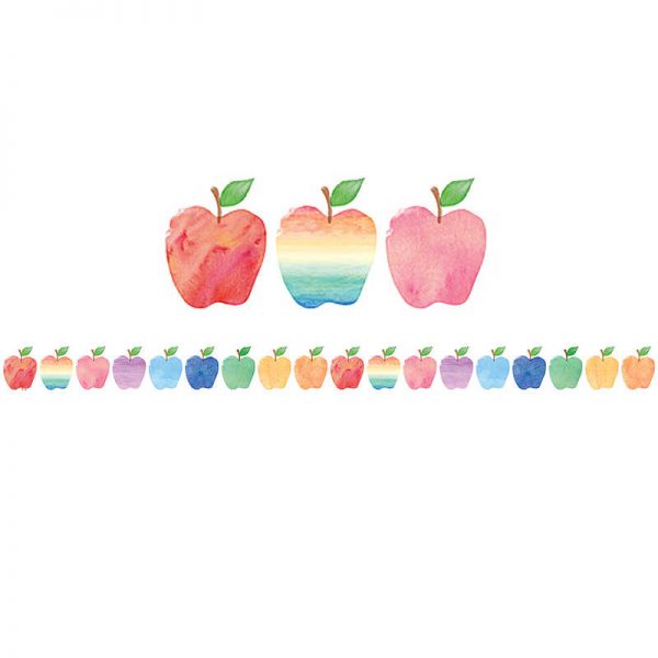 Teacher Created Resources Watercolor Apples Die-Cut Border Trim, 35 Feet