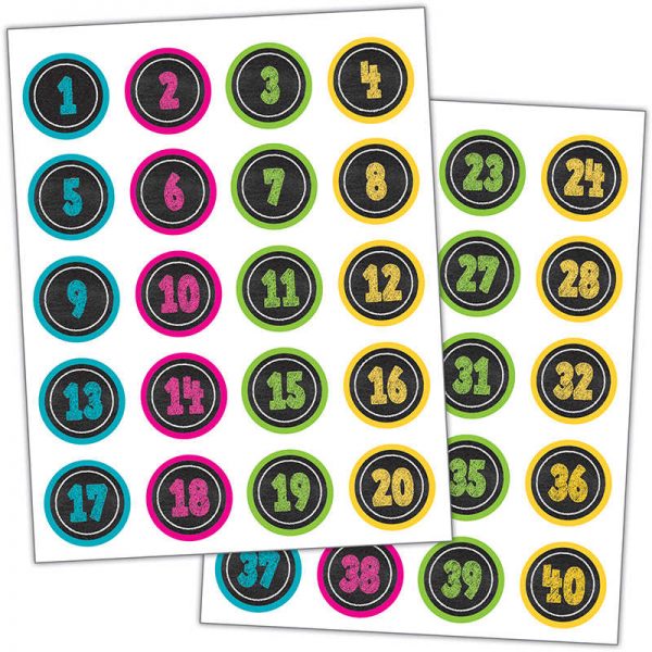 Teacher Created Resources Chalkboard Brights Numbers Stickers