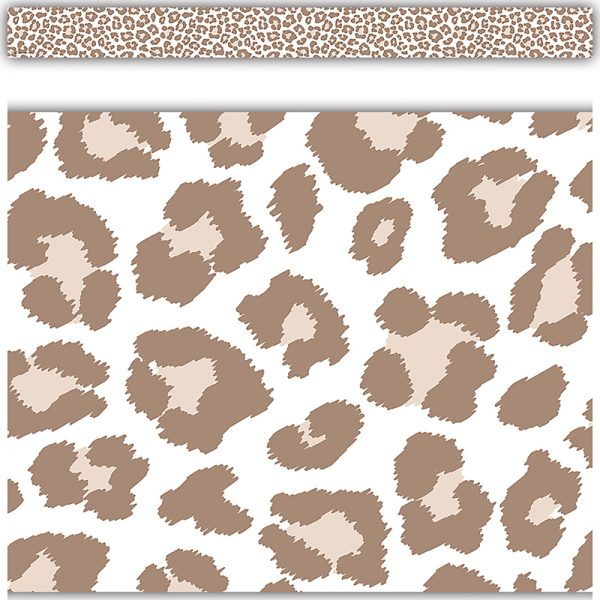 Teacher Created Resources Blush Leopard Print Straight Border Trim, 35 Feet