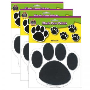 Teacher Created Resources Black Paw Prints Accents, 30 Per Pack, 3 Packs