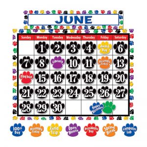 Teacher Created Resources Colorful Paw Prints Calendar Bulletin Board Set, 2 Sets