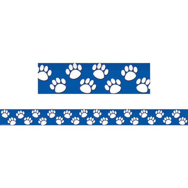 Teacher Created Resources Blue with White Paw Prints Straight Border Trim, 35 Feet