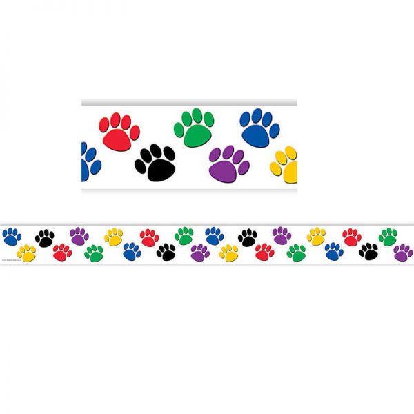 Teacher Created Resources Colorful Paw Prints Straight Border Trim, 35 Feet