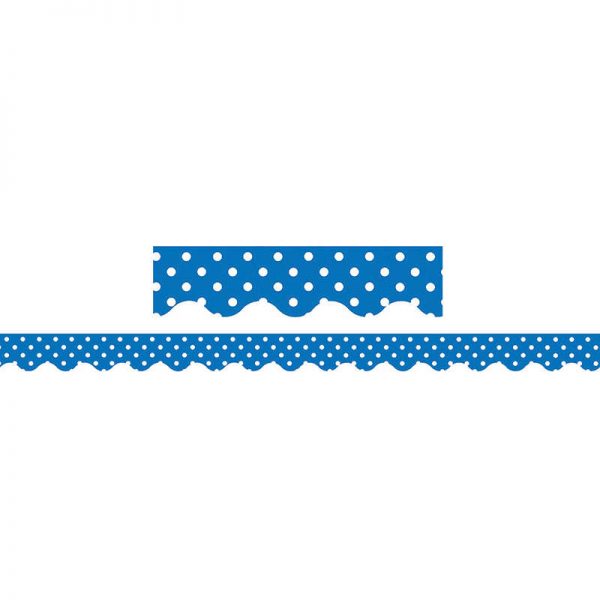 Teacher Created Resources Blue Polka Dots Scalloped Border Trim, 35 Feet