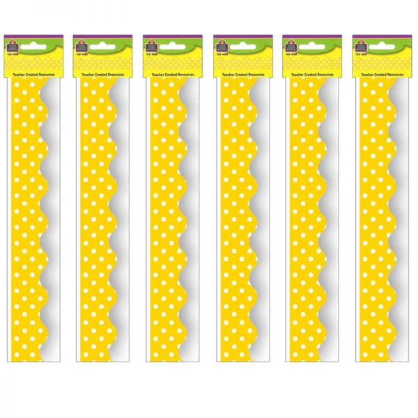 Teacher Created Resources Yellow Mini Polka Dots Border Trim, 35 Feet Per Pack, 6 Packs