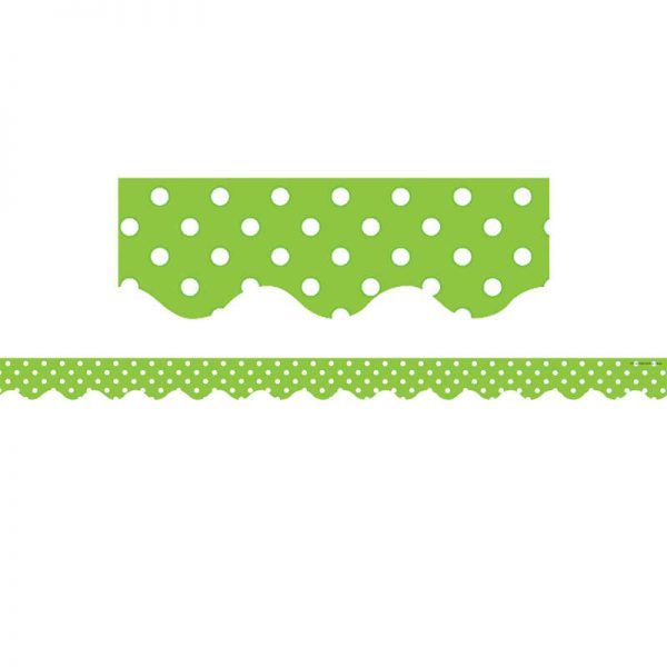 Teacher Created Resources Lime Polka Dots Scalloped Border Trim, 35 Feet