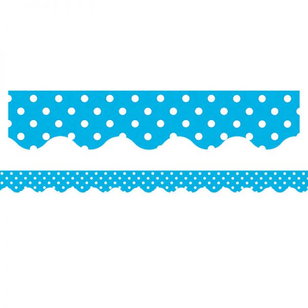 Teacher Created Resources Aqua Polka Dots Scalloped Border Trim, 35 Feet