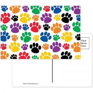 Teacher Created Resources Colorful Paw Prints Postcards, 30/pkg