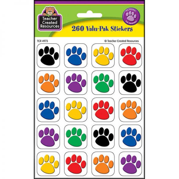 Teacher Created Resources Colorful Paw Print Stickers Valu-Pak (260 pieces)