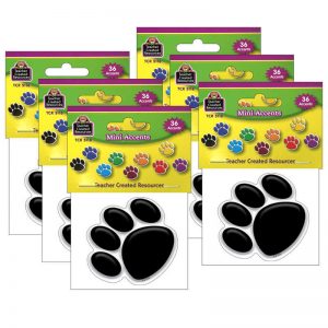 Teacher Created Resources Colorful Paw Prints Mini Accents, 36 Per Pack, 6 Packs