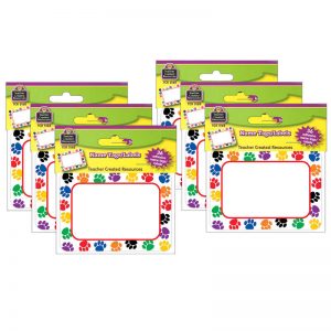 Teacher Created Resources Colorful Paw Prints Name Tags, 36 Per Pack, 6 Packs