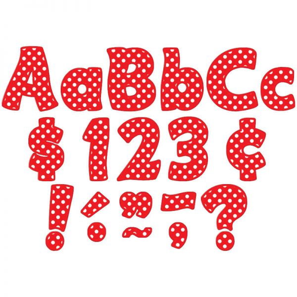 Teacher Created Resources Red Polka Dots Funtastic Font 4" Letters Combo Pack, 208 Pieces Per Pack, 3 Packs