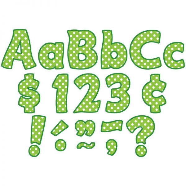 Teacher Created Resources Lime Polka Dots Funtastic Font 4" Letters Combo Pack, 208 Pieces Per Pack, 3 Packs