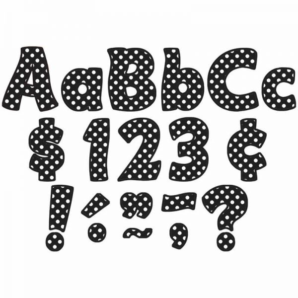 Teacher Created Resources Black Polka Dots Funtastic Font 4" Letters Combo Pack, 208 pieces.