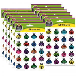 Teacher Created Resources Colorful Ladybugs Stickers, 120 Per Pack, 12 Packs