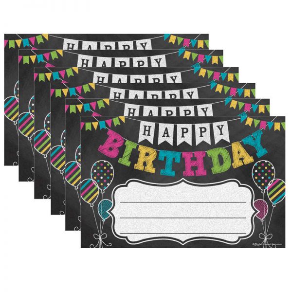 Teacher Created Resources Chalkboard Brights Happy Birthday Awards, 25 Per Pack, 6 Packs