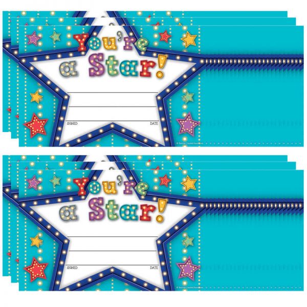 Teacher Created Resources Marquee You're a Star Awards, 25 Per Pack, 6 Packs