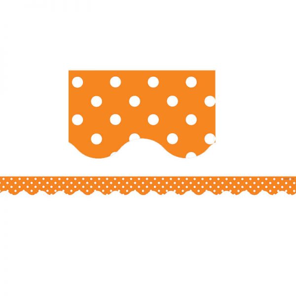 Teacher Created Resources Orange Polka Dots Scalloped Border Trim, 35 Feet Per Pack, 6 Packs