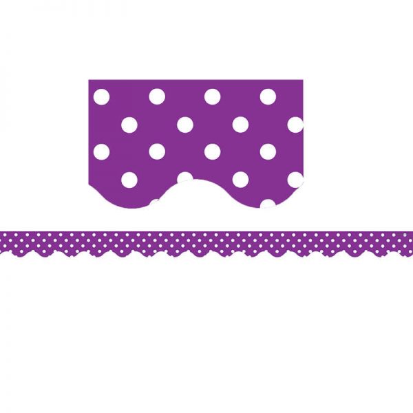 Teacher Created Resources Purple Polka Dots Scalloped Border Trim, 35 Feet
