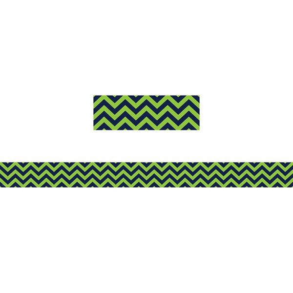 Teacher Created Resources Navy & Lime Chevron Straight Border Trim