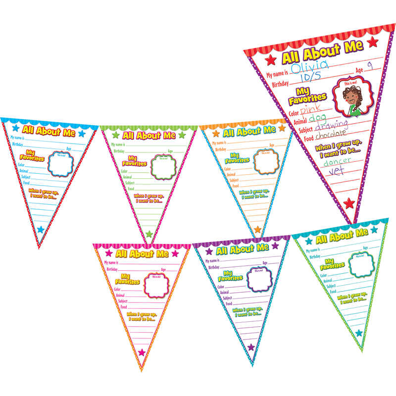 Teacher Created Resources All About Me Pennants Bulletin Board