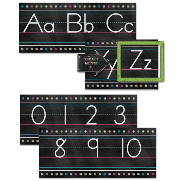 Teacher Created Resources Chalkboard Brights Alphabet Line Bulletin Board Set
