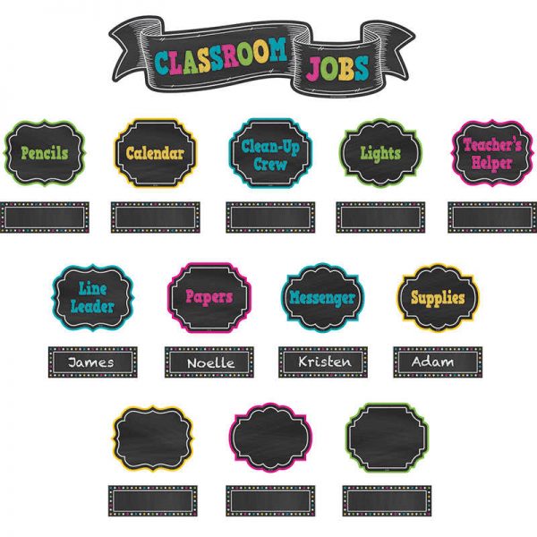 Teacher Created Resources Chalkboard Brights Classroom Jobs Mini Bulletin Board