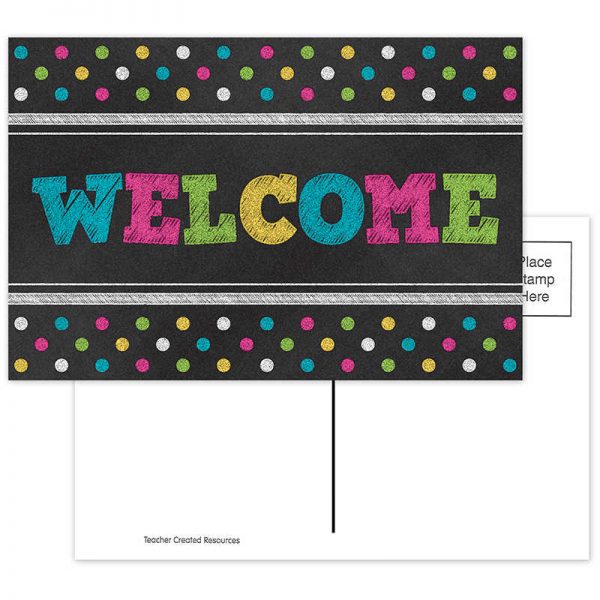 Teacher Created Resources Chalkboard Brights Welcome Postcards, Pack of 30